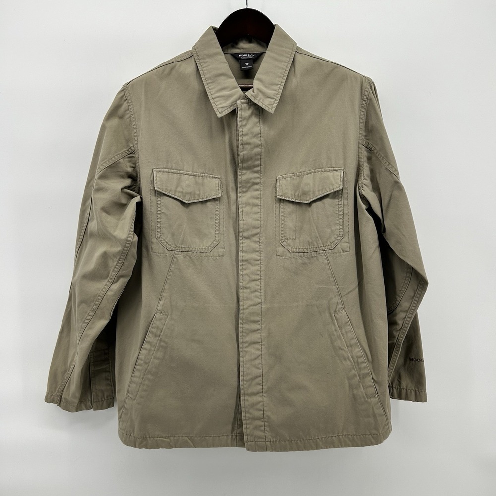 Woolrich Field Jacket Mens M Khaki Utility Safari Hunting Canvas Coat Camp Barn